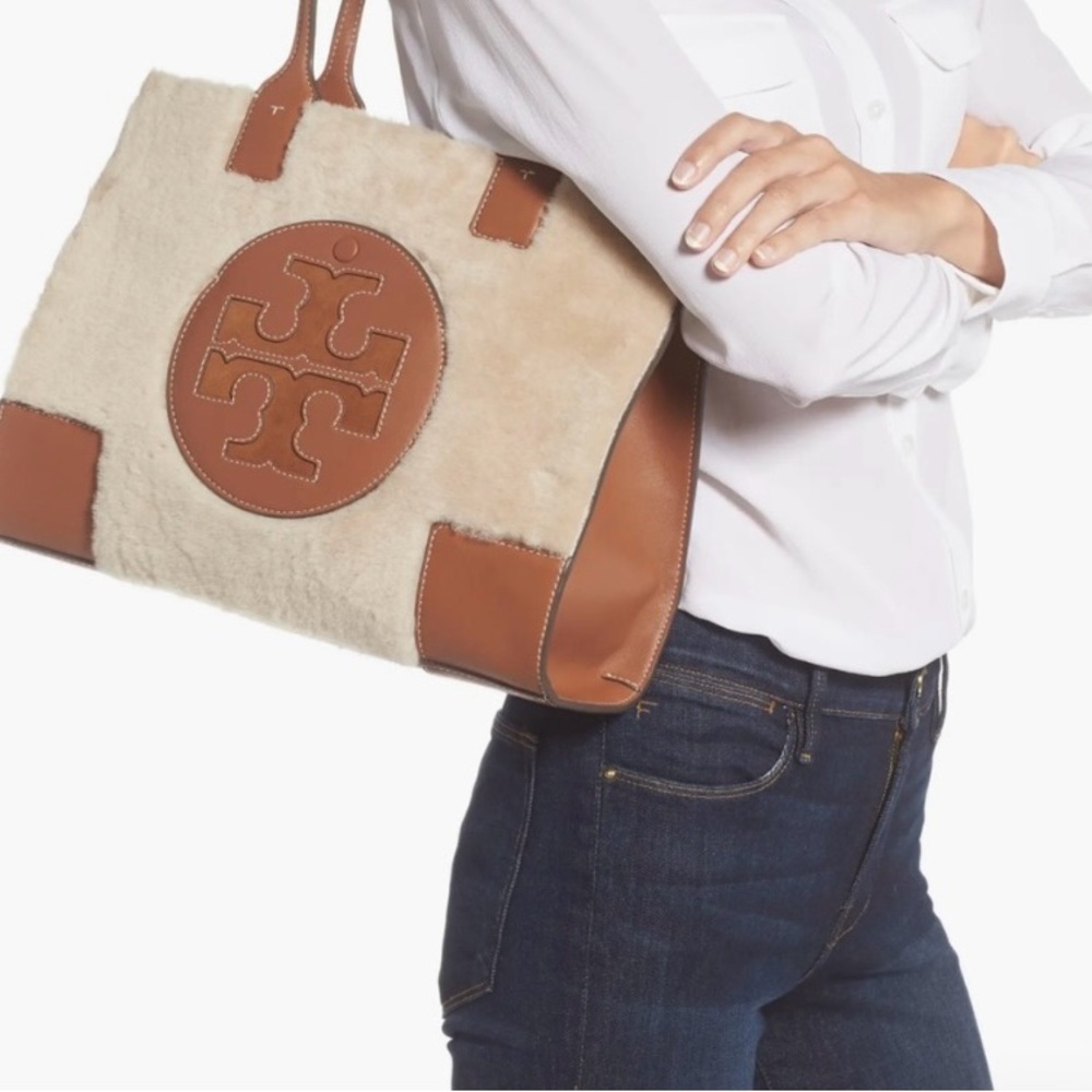 Tory Burch Genuine Shearling and Leather Ella Mini Tote - Picture 3 of 9